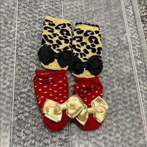 Stylish Kids Accessories - Leopard Print and Red Socks with Bows